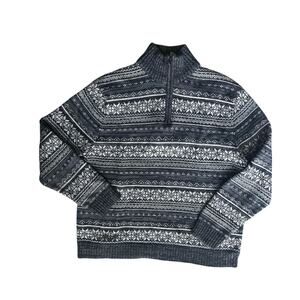 Vintage Gap Fair Isle 1/4 Zip Wool Sweater - XL